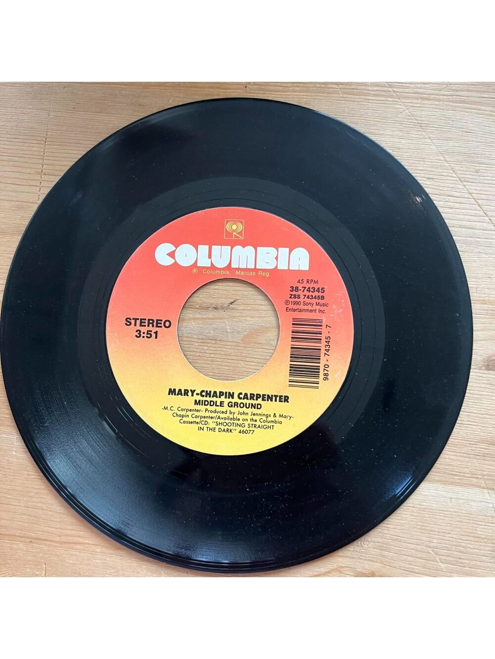 Mary-Chapin Carpenter - Middle Ground/I feel Lucky 45rpm VG+ R20